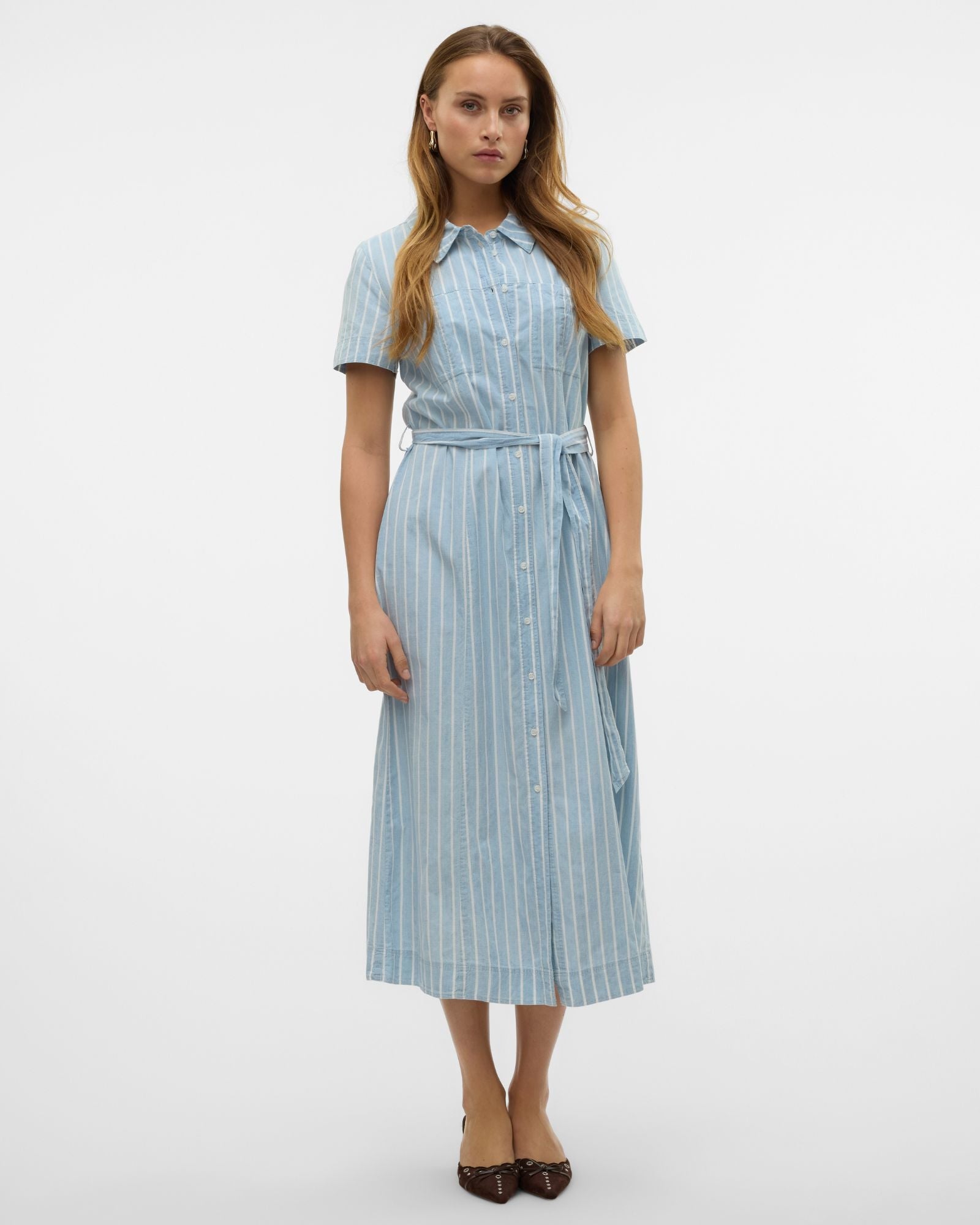 VMVIO STRIPED MIDI DRESS